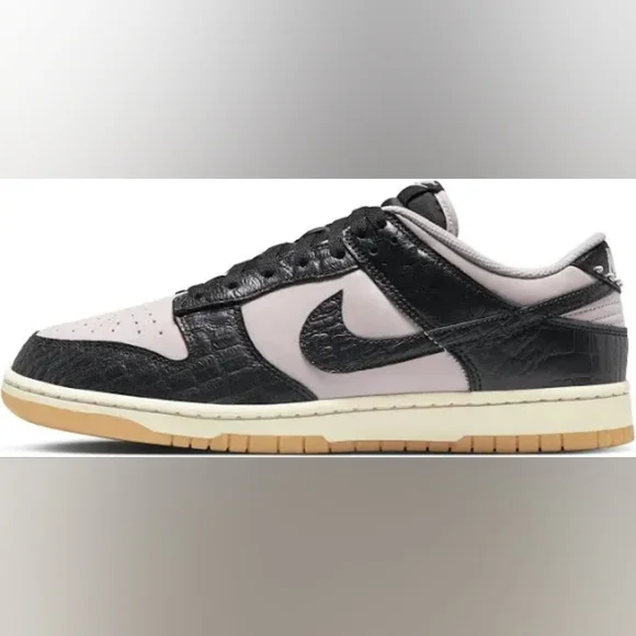 Nike Dunk Low LTD Pink Foam Black Croc Embossed Men's Sneakers - Picture 2 of 7